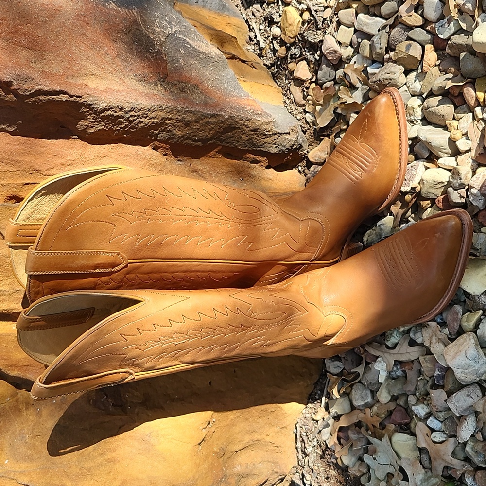 BLACK STAR LEATHER WESTERN KNEE HIGH BOOTS - Picture 12 of 15